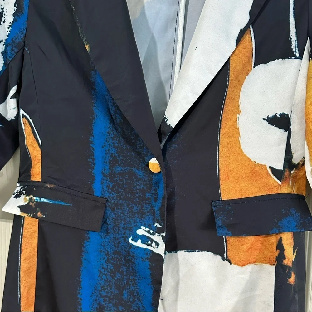 Abstract print one button blazer m